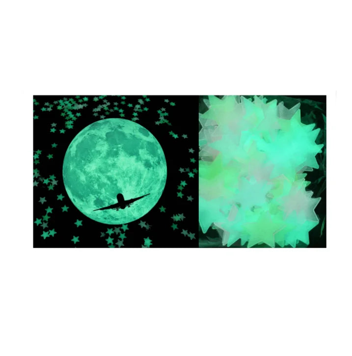 High Bright Glow in the Dark Luminous 30cm Large Round Moon DIY Living Room Self Adhesive Wall Decor Adhesive Decal Sticker
