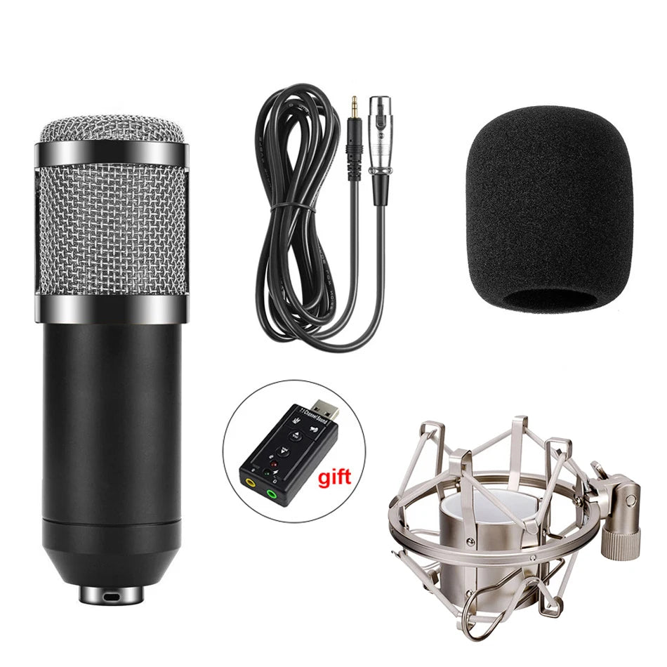 YALIMIC BM-800 Metal Condenser Microphone for Computer Use Sound Recording Radio Broadcasting Singing with Shock Mount