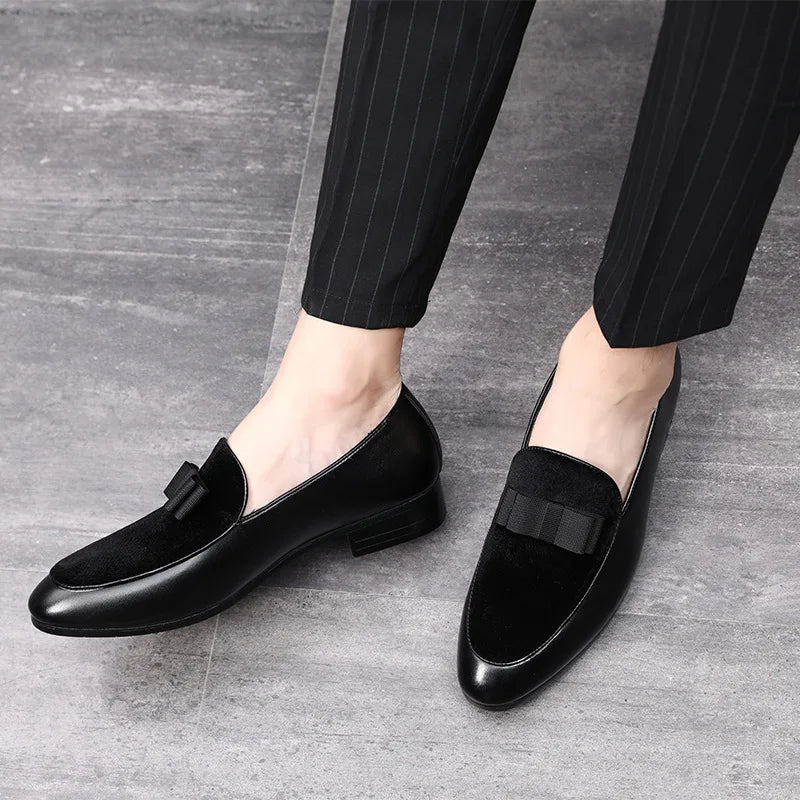 Latest Korean Fashion Bowknot Dress Shoes Personal Style Best Brand Slip on Loafers for Men