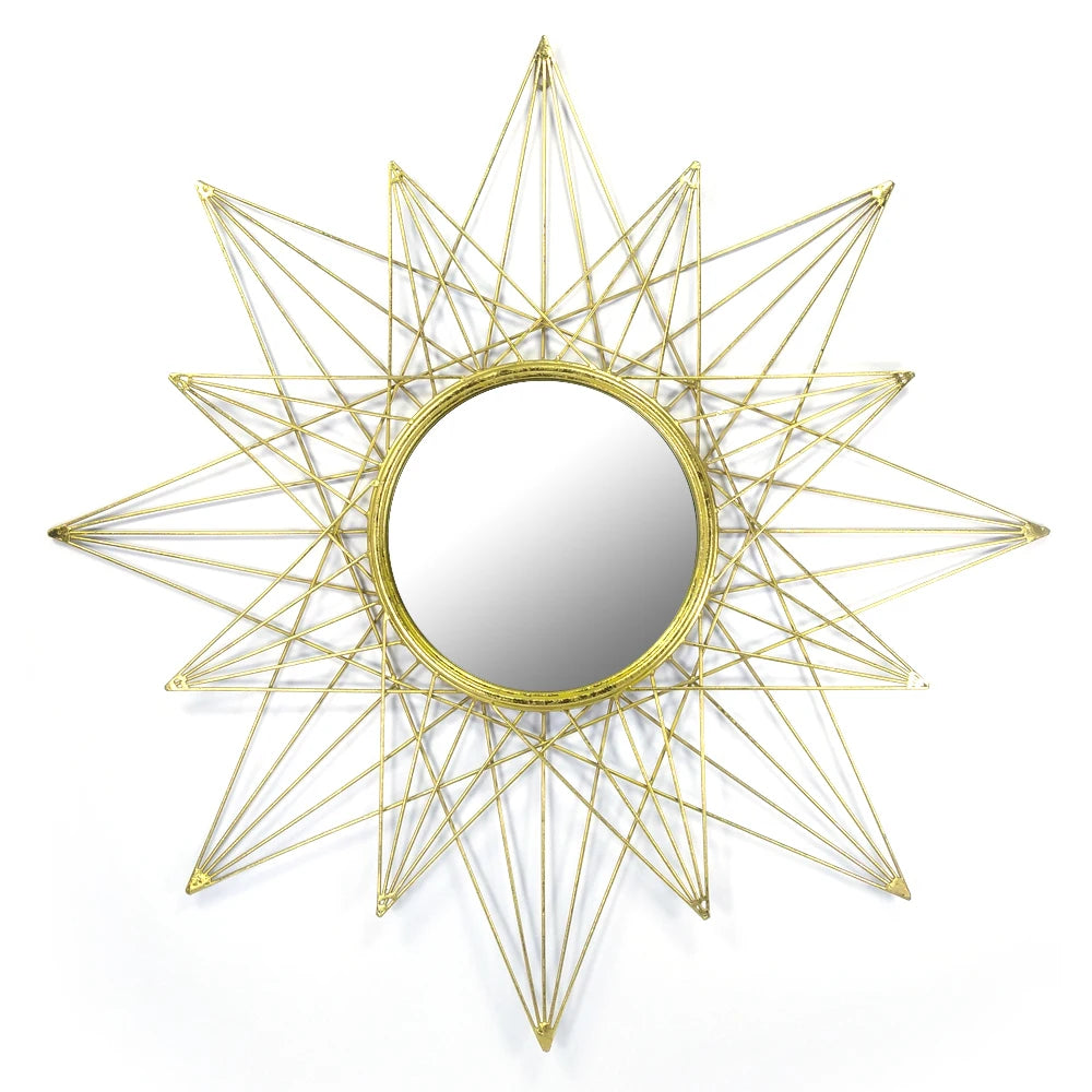 RH19007 Home Decoration Items 36 Inch  Mirror Glass Wholesale Gold Round Mirror Metal Frame Unique Mirror