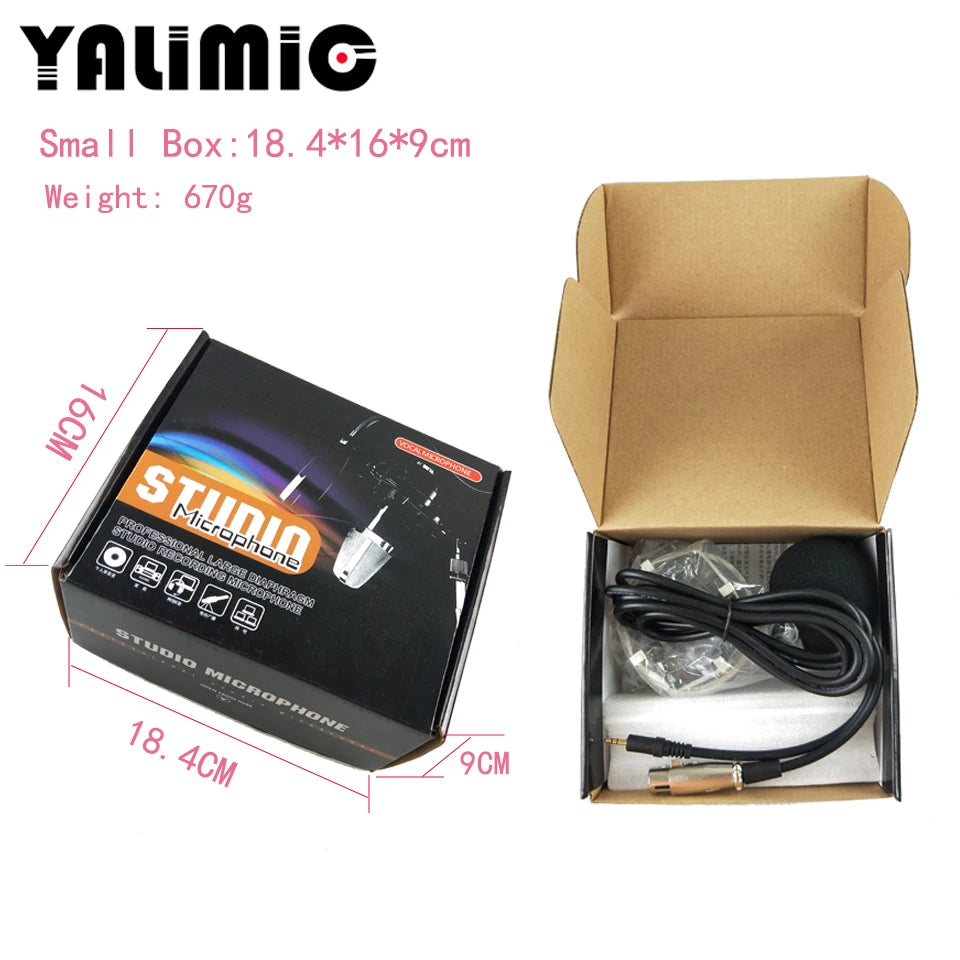 YALIMIC BM-800 Metal Condenser Microphone for Computer Use Sound Recording Radio Broadcasting Singing with Shock Mount