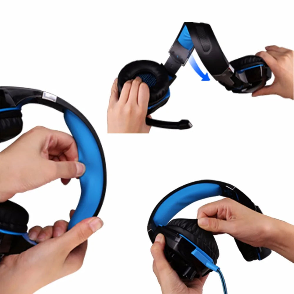 KOTION EACH G2000 Gaming Headset Stereo Hifi Game Headphones with Mic LED Light Gamer Earphone for PC Computer Gamer PS4 XBOX