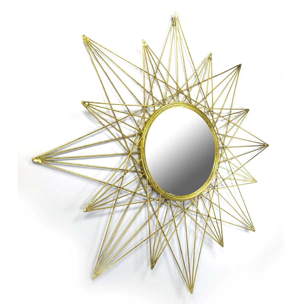 RH19007 Home Decoration Items 36 Inch  Mirror Glass Wholesale Gold Round Mirror Metal Frame Unique Mirror