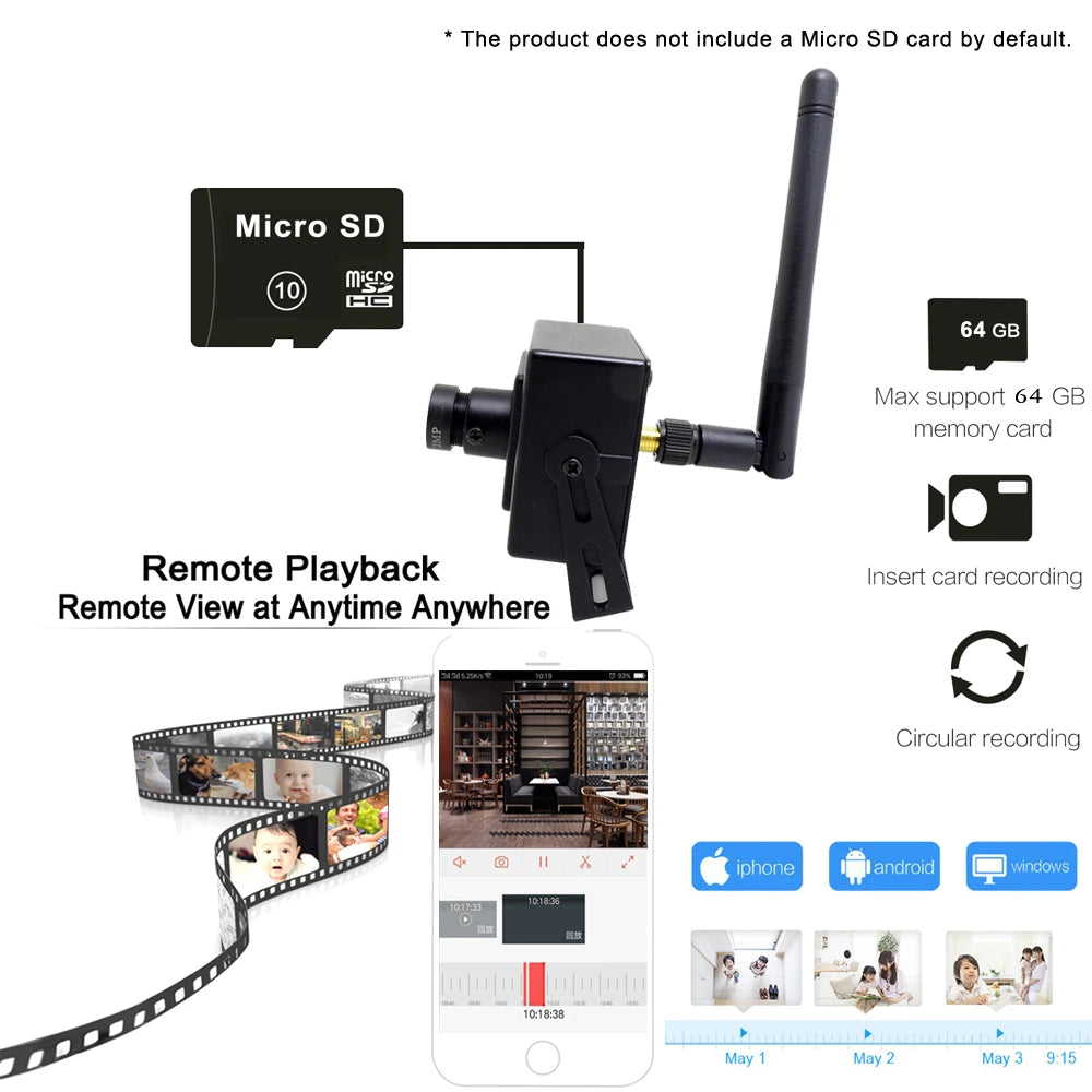 JIENUO Wifi Mini Camera Ip 1080P HD Home Security Wireless Audio IPCam Small CCTV Surveillance Support Onvif Micro Sd Slot CamHi
