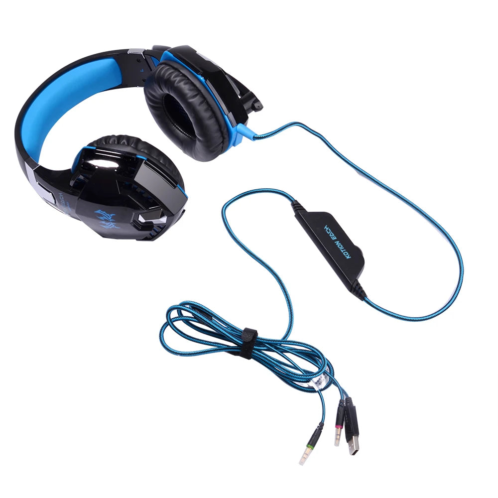 KOTION EACH G2000 Gaming Headset Stereo Hifi Game Headphones with Mic LED Light Gamer Earphone for PC Computer Gamer PS4 XBOX