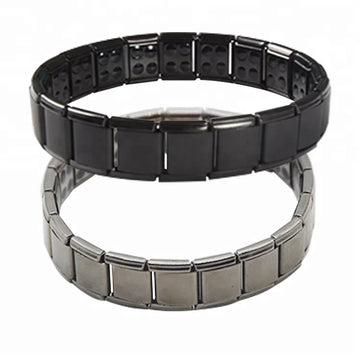 Japanese Trendy Hook Design Anti-radiation Magnetic Germanium Health Black Stainless Steel Bracelet for Anniversary