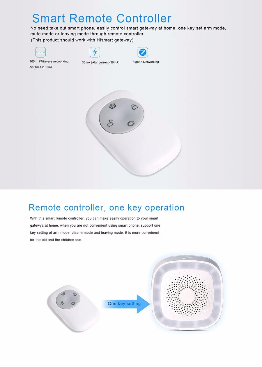 Zigbee3.0 Smart Alarm Remote Controller With 4 Key With Arm Disarm SOS Feature Compatible with Zigbee2mqtt and Home Assitant