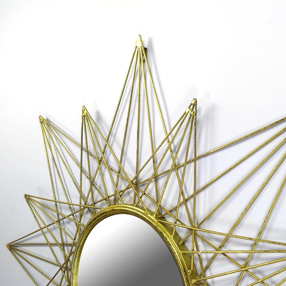 RH19007 Home Decoration Items 36 Inch  Mirror Glass Wholesale Gold Round Mirror Metal Frame Unique Mirror
