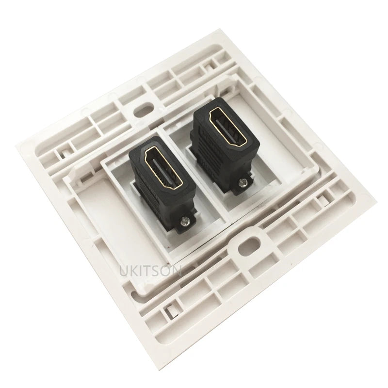 2 Ports HDMI Compatible Wall Panel 4K HDMI2.0 Audio Video Socket 86x86mm For HDTV Projector PS4/Xbox Home Theater Systems