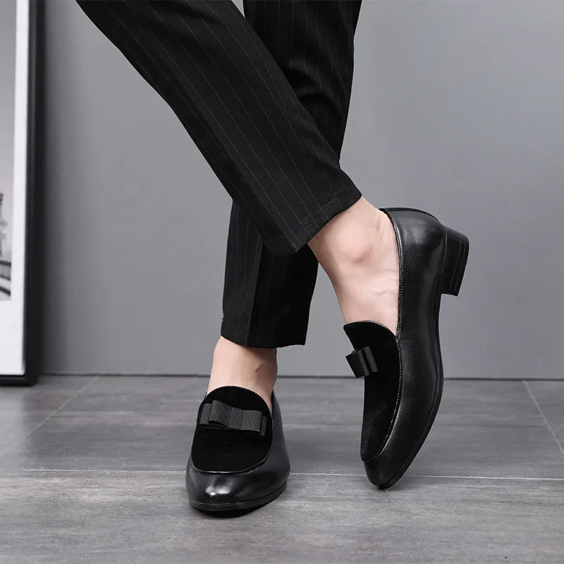 Latest Korean Fashion Bowknot Dress Shoes Personal Style Best Brand Slip on Loafers for Men