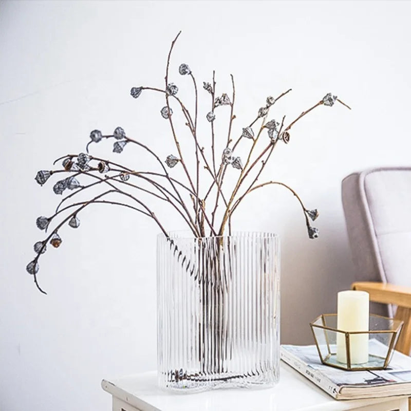 Wholesale Striped Design Modern Glass Vases Latest Modern Design Art Recycled Striped Glass Vase for Home Decoration Floor Vase