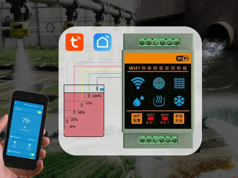 WiFi Controller Leakage Flood Alarm Boiler Swimming Tank Flow Detector System Leak Protection Tuya Smart Home Water Level Sensor