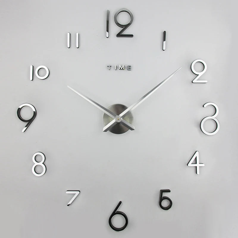 ATOMIC Wall Clock Mirror Wall Sticker Clocks Home Decor Quartz Modern big size clock with 3D Roman Numbers and long hands
