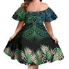 Off Shoulder Layered Ruffle Sleeve Tiered Twirl Dress Hawaiian Hibiscus Flower Printed Mini Dress Vestidos Para Fiesta Hawaiana