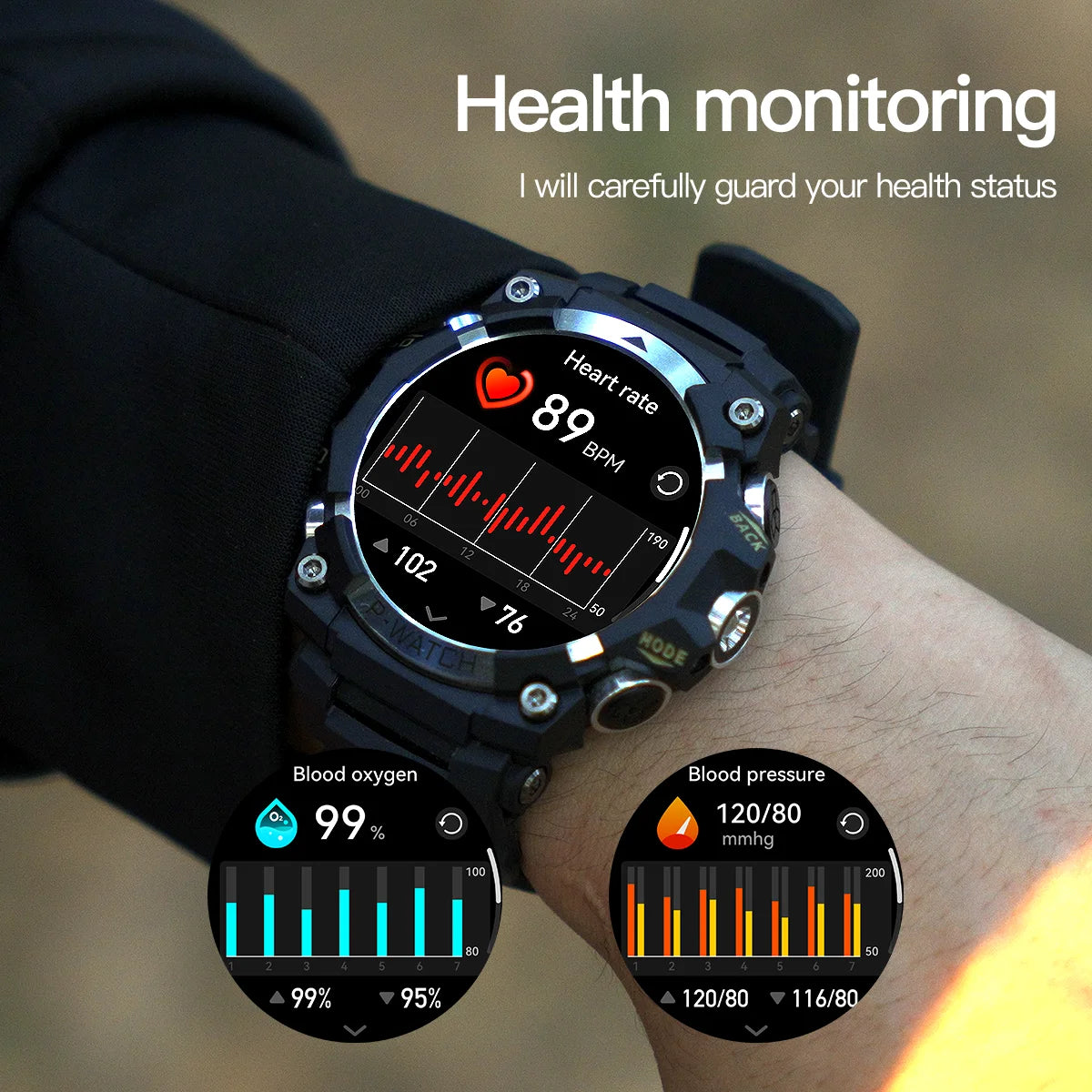 Smart Watch for Men Women Touch Screen Smart Watches With LED Flashlight  BT Call for Android IOS Fitness Tracker Heart Rate