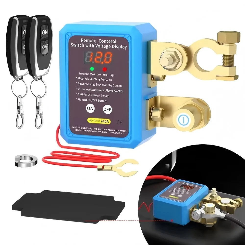 240A Circuit Breaker 12V Remote Battery Disconnect LED Voltage Indicator Automatic Power Switch Remote Control Switches