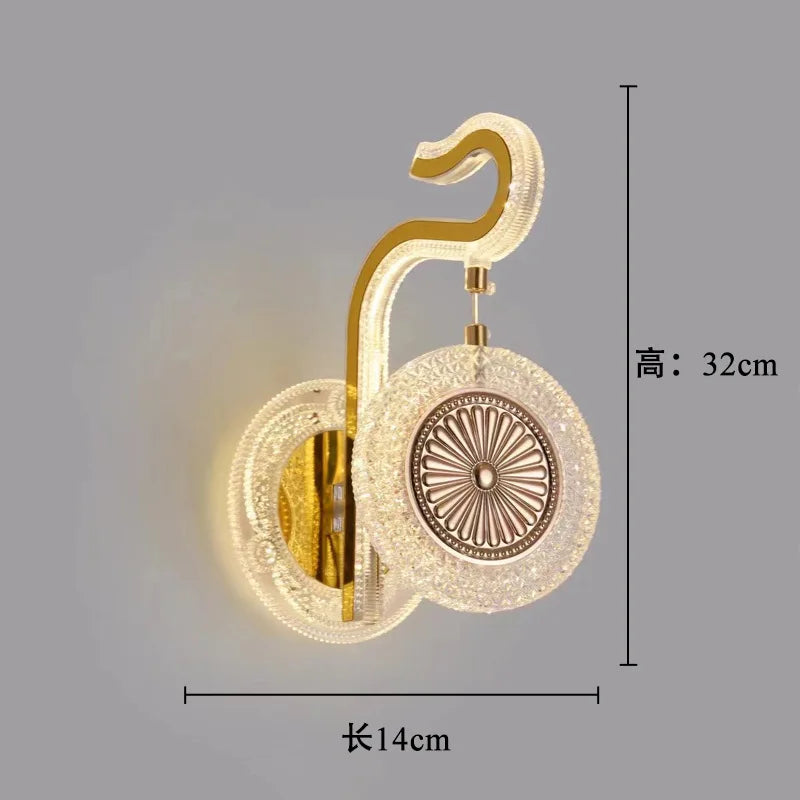 Minimally Modern Nordic Crystal Wall Lamp LED Background Wall Light Bedroom Living Room Creative Atmosphere Personality Hotels
