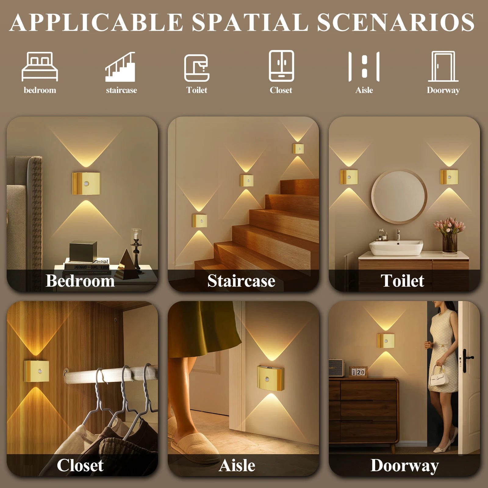 Morden Wireless Magnetic Motion Sensor Wall Light RGB Smart Home USB Rechargeable Night Light Bedroom Bedside LED Wall Lamps