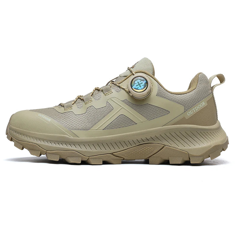 New Waterproof Hiking Shoes Men Outdoor Trekking Boots Lightweight Breathable Durable Large Size Spiral Buckle Design