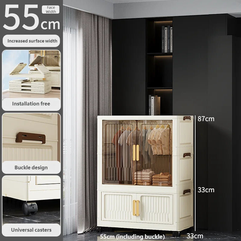 55-85CM Multifunctional Wardrobe Thickened And Movable Cabinet Suitable For Organizing In Children'S And Babies' Bedrooms