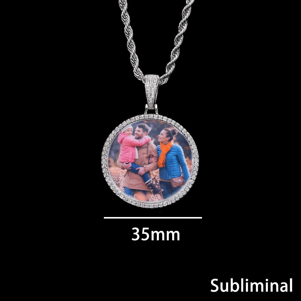 Hip Hop Custom Sublimation Necklace Blanks Bling Iced Out Custom Photo Pendant Diy Sublimation Pendant Necklace