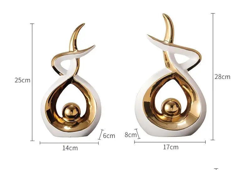 Artisan Ceramic Showpieces Set Creative Ornaments & Glazed Vases for Luxury Bookcase Decor Interior Decoration