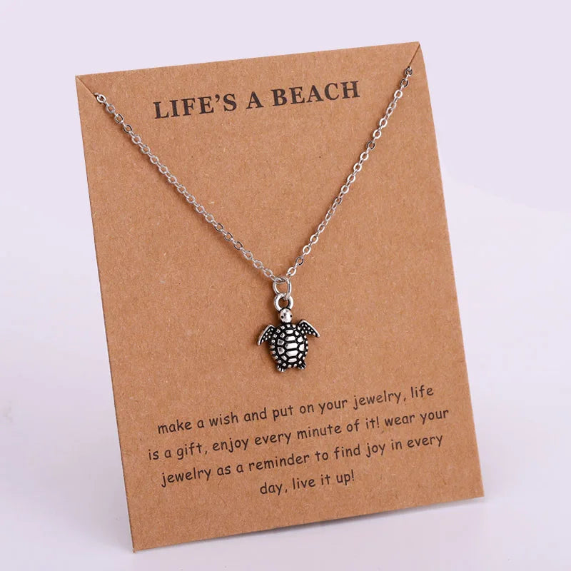 Summer Beach Ocean Jewelry Anchor Fish Shell Sand Dollar Shark Whale Starfish Seahorse Mermaid Wave Sea Turtle Collar Necklaces
