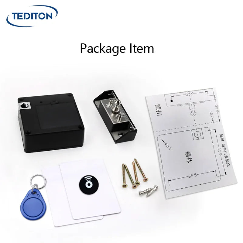 Tediton TTlock Hidden Invisible Electronic RFID Card Cabinet Drawer Lock for Home Office Private Locker Drawer