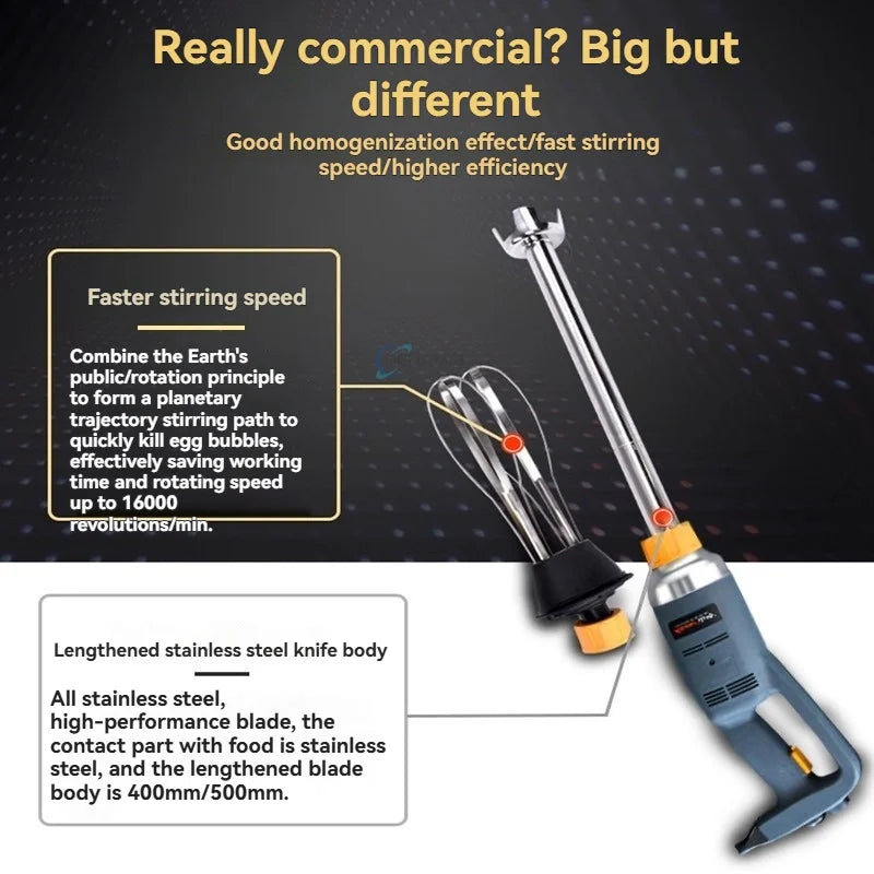 750W High Power Handheld Homogenizer | Commercial Food Mixer | for Milk Tea/Baking/Cream | with Mixing Stick