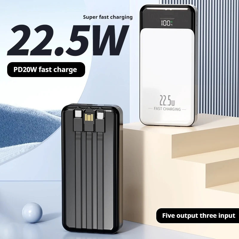 New Product Hot Selling Power Bank Fast Charging 20000Mah Built-In Three Cables Convenient Charging Slim Portable Power Banks