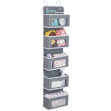 Foldable Wall Mount Hanging Organizer Storage over Door 5 Large Pockets for Toy and Stuffed Animal for Wardrobe Use