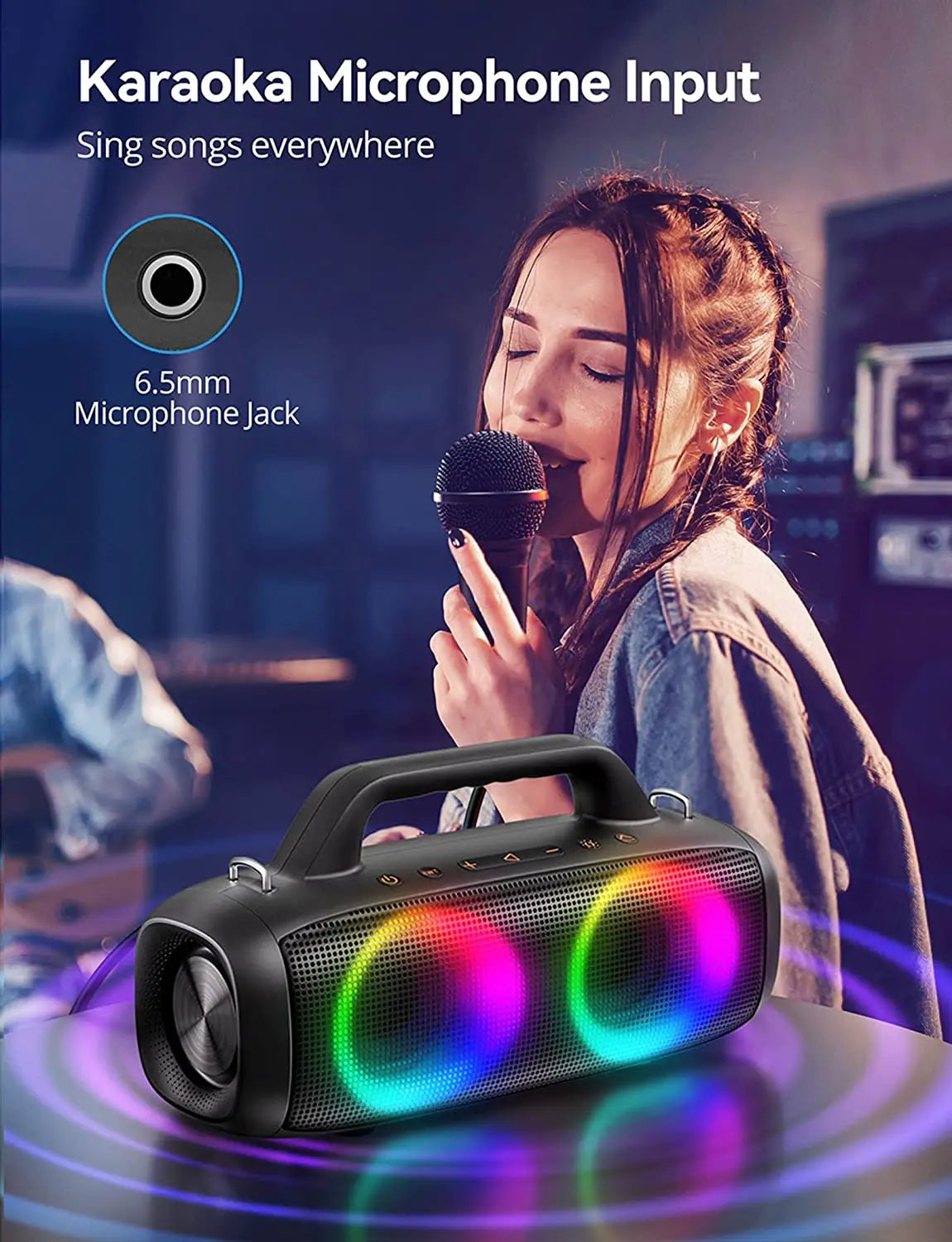 PartyBox Wireless Bluetooth Speakers 80W Powerful Portable BT Speaker with RGB Light Show IP67 Waterproof 12 Hours Playtime
