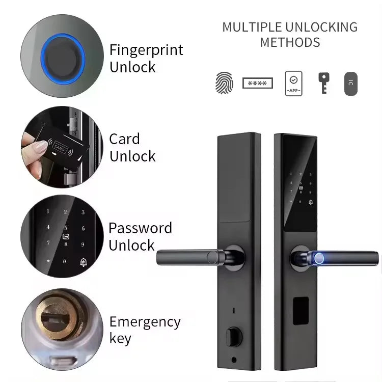 SAIJIA Smart Home Smart Electric Rim Lock With Tuya App Control Wifi Outdoor Gate Door Fingerprint Smart Lock