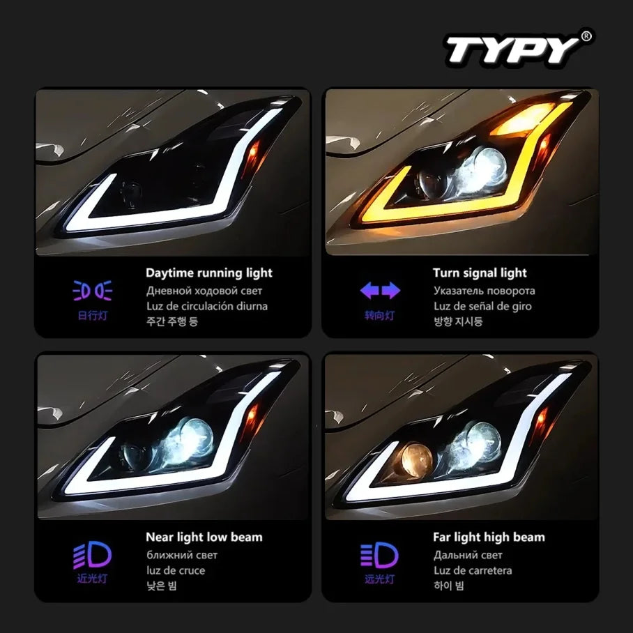 TYPY Car Lights for Infiniti G25 G35 G37 Headlight 2006-2012 LED Projetor Head Lamp Daytime Running Light Automotive Accessories