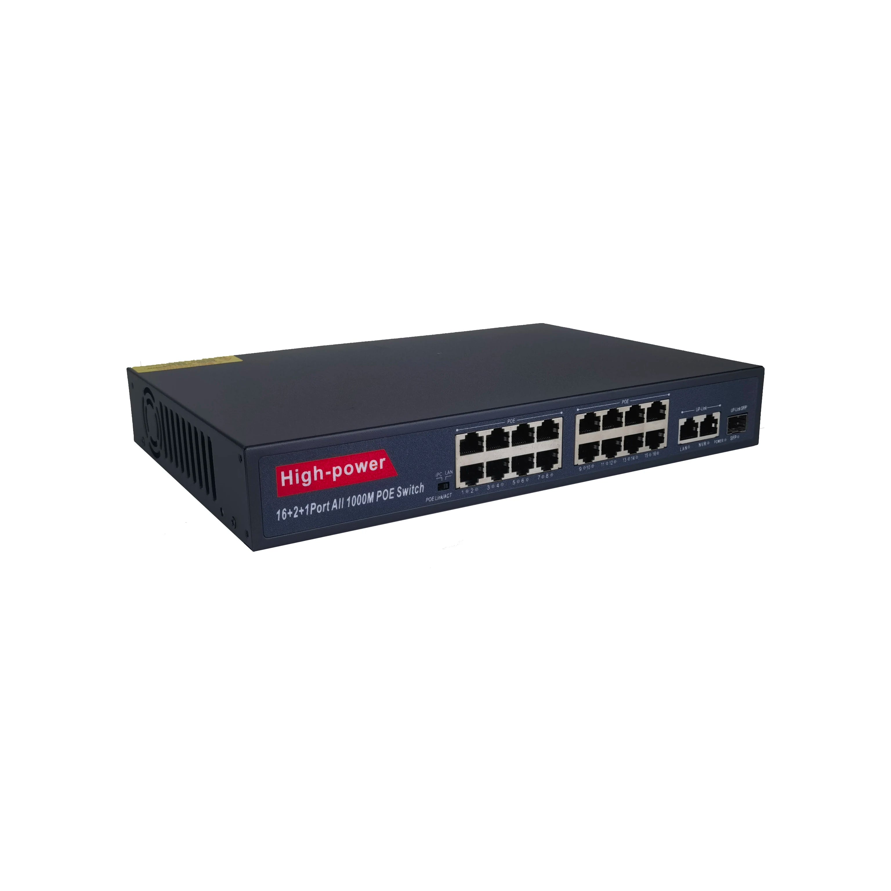All Port Gigabit 16 Port Poe Switch with 2 Gigabit Uplink and 1SFP Port Network Vlan Switch Hub Unmanaged 1000Mbps