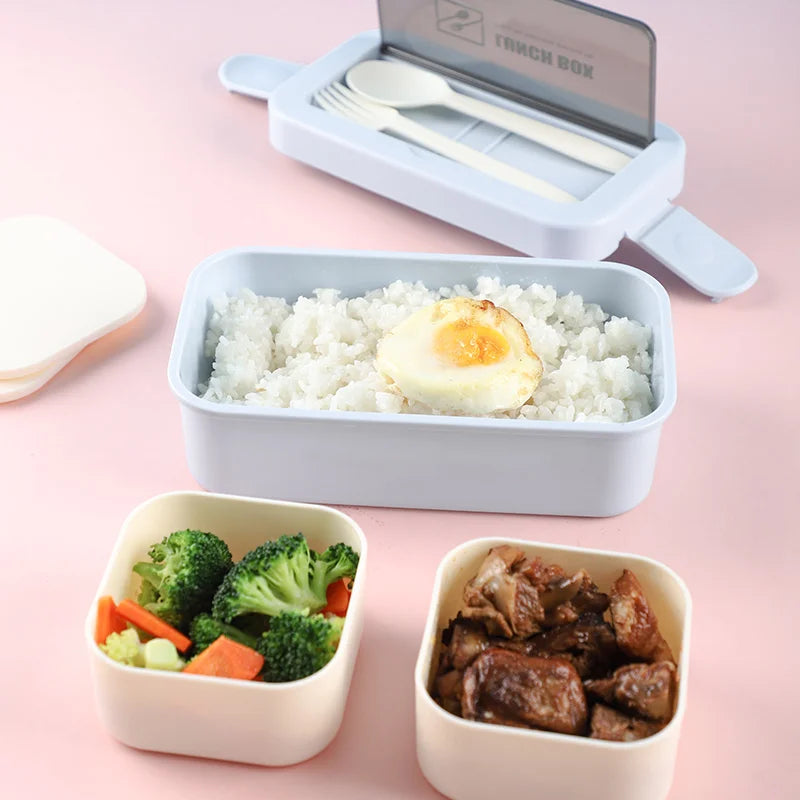 A02 Portable 1000ml PP Lunch Box Double-Layer Plastic Lid BPA Free Bento Box for Daily Meal Prep and Storage