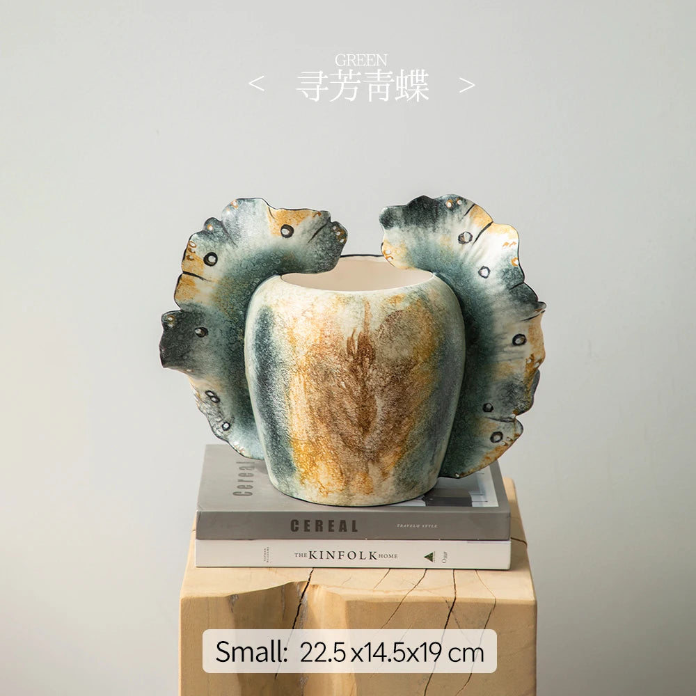 Merlin Living Hand Painting Flower Vase for Home Decor Butterfly Vase Ceramic Decoration Chaozhou Ceramic Factory Wholesale