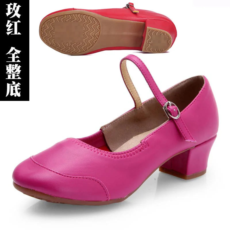 50%OFF Shoes Latin Dance-Shoes for Ladies Modern Tango Dancing  Square Heels Red Salsa Shoes Closed Toe Rubber Sole