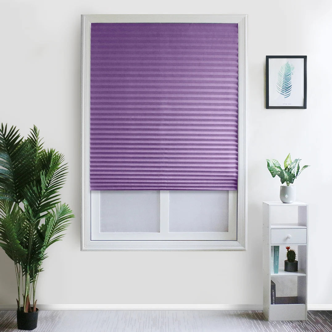 Easy to Install Light Filtering Pleated Paper Shades for Window Temporary and Portable Blinds with Clips Roman Zebra