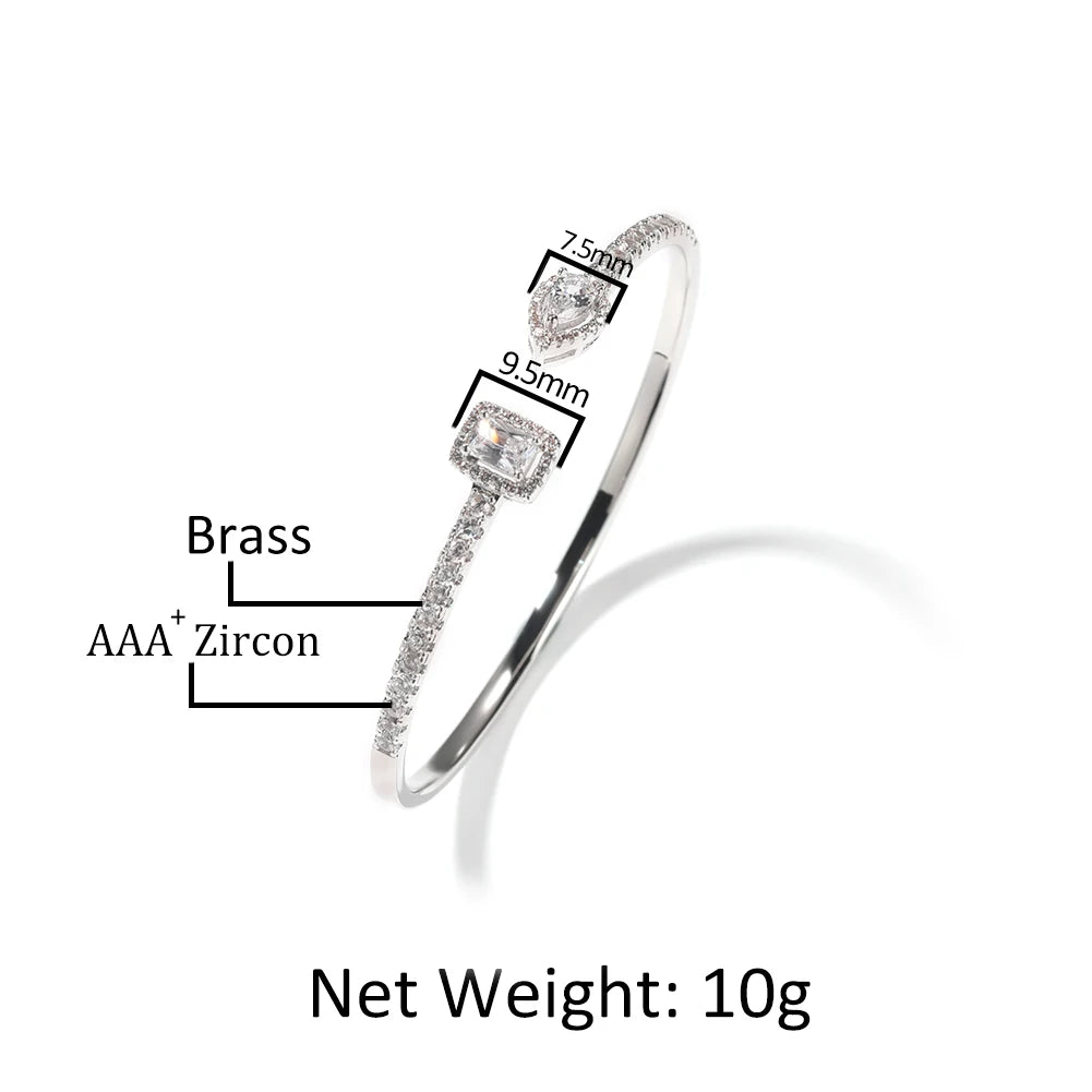 Hot Sale Design Bracelets Women Classic Simple Style Bangles Jewelry Women Brass Zircon Diamond Open Bangle Wholesale Price