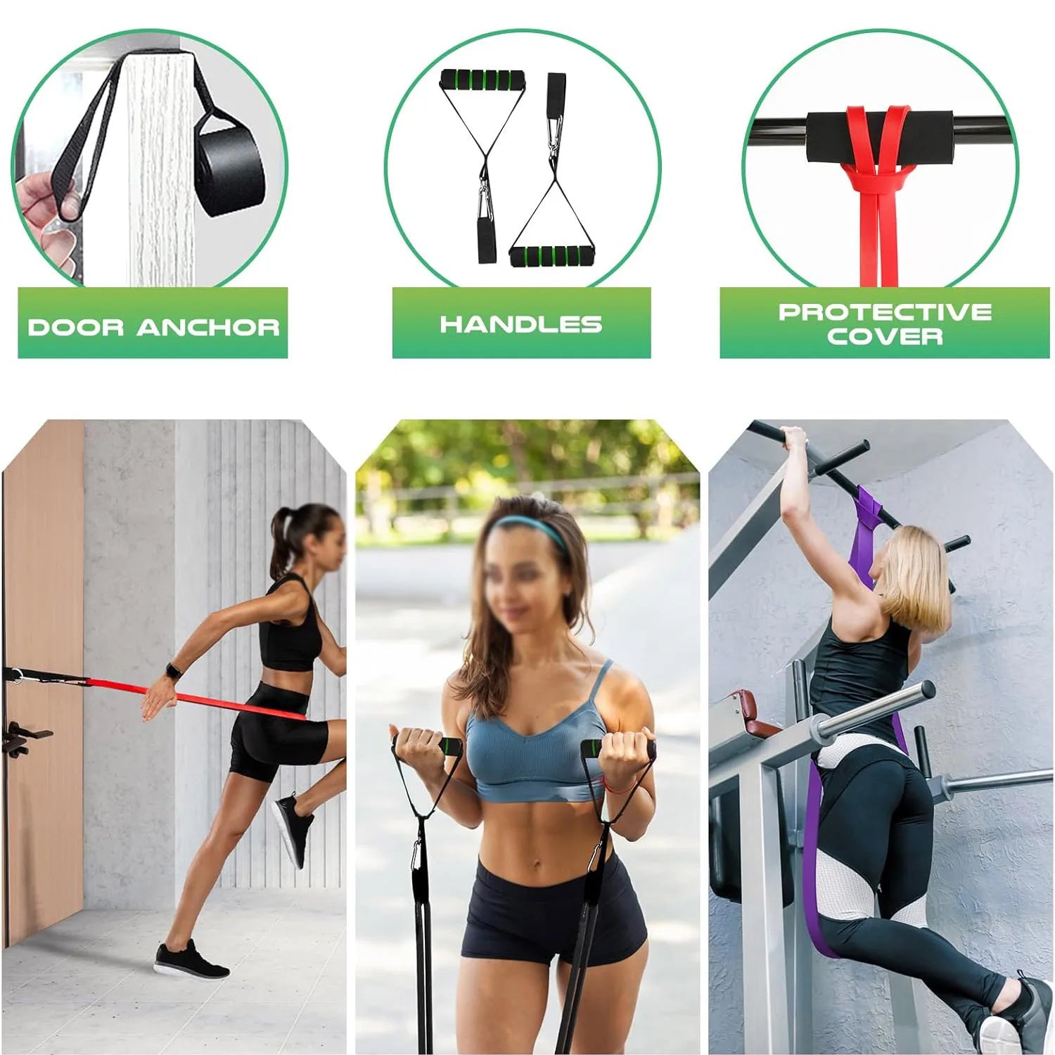 Latex Rubber Long Pull up Resistance Bands with Handles Strength Training Gym Workout Fitness Bands for Exercise Body Building