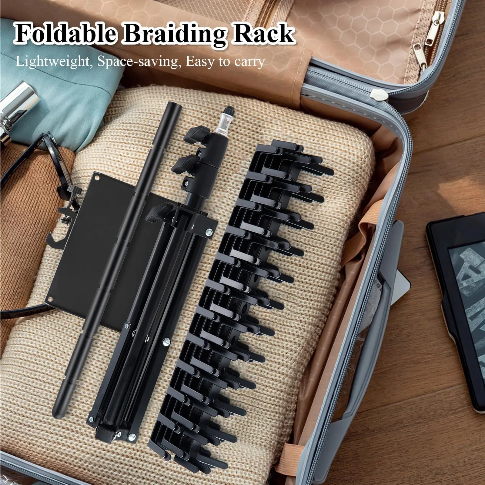 Factory Cheaper Foldable Adjustable Braiding Hair Rack Stand Precision-Made China Hair Storage Hair Extension Holder