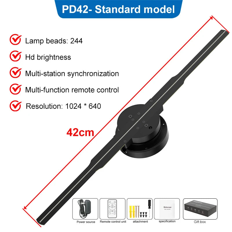 42 45 50 56 62 65cm 3D Hologram Sync LED Fan Stand Indoor Advertising Equipment Projector Display Ads OEM Proyector Player Stand