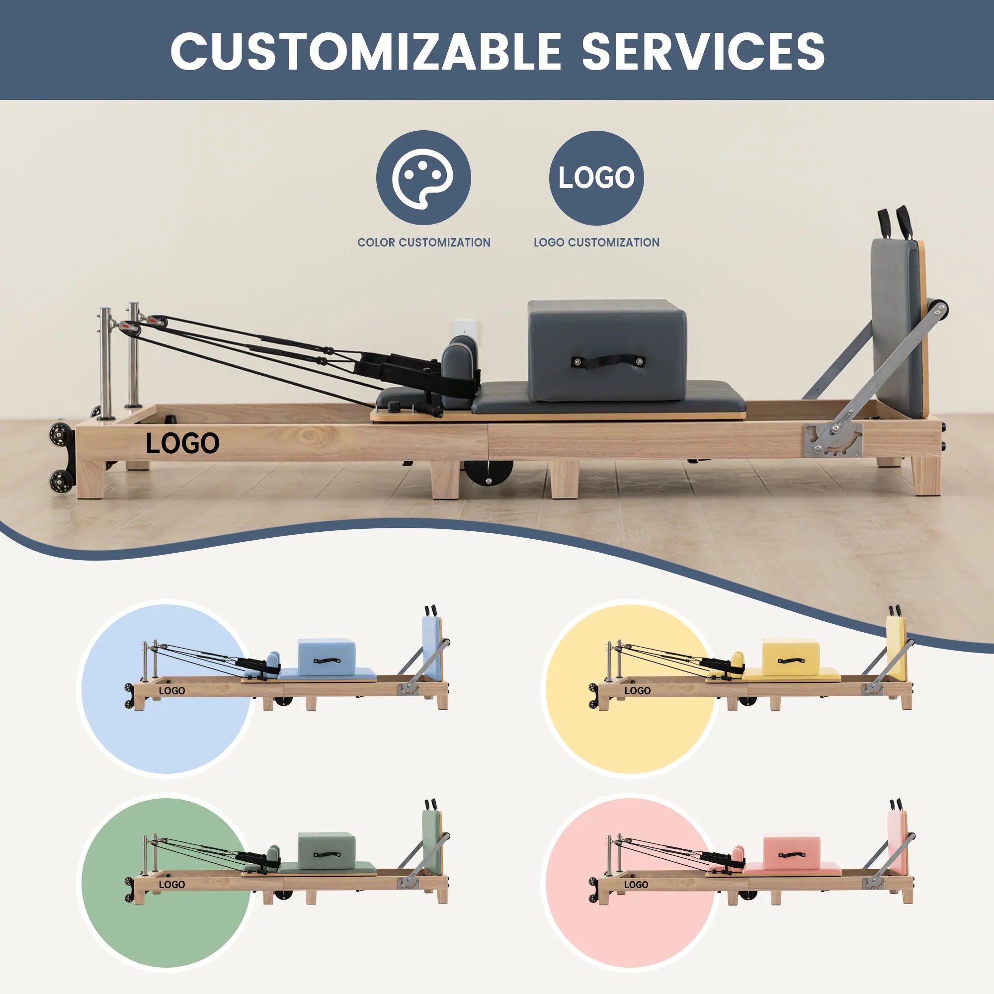 Wholesales Premium Foldable Wood Pilates Reformer Space Saving Folding Reformer Pilates