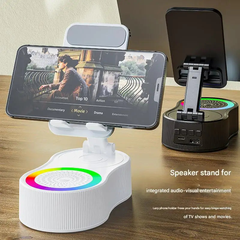 Multi Function Device 360 Rotating Speaker Height Adjustable Phone Stand Built in Power Bank  and Mini Ambient Light