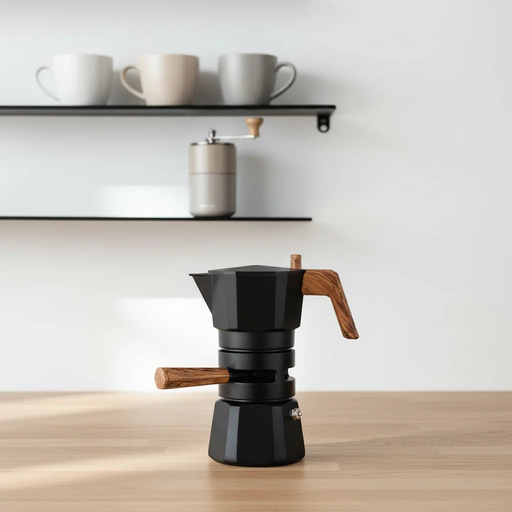 Premium Aluminum Thermostatic Dual Valve and Triple Valve Moka Pot Set for Coffee Extraction and Espresso Brewing