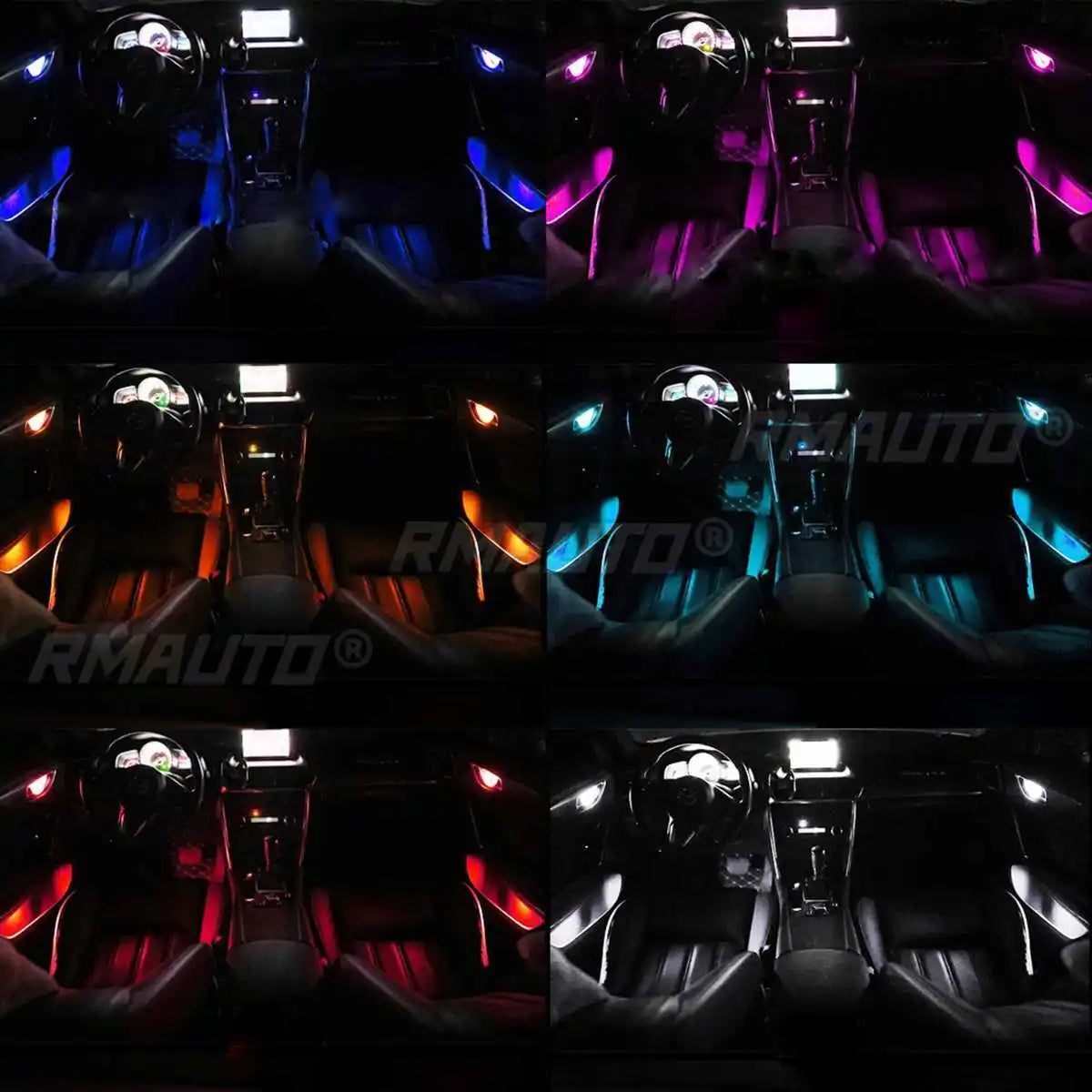 4Pcs LED Car Inner Light Bowl Decorative Lights Universal Auto Atmosphere Lamp Armrest Interior Door Handle Lighting Acceesories