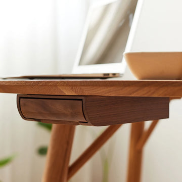 Multifunctional Wooden Single Tier Under Table Drawer Organizer for Office School Home Desks with Tableware Storage
