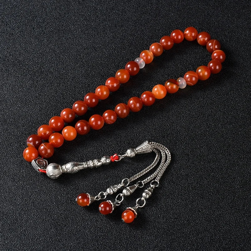 Ys342 New Arrival Prayer Beads  Agate Stainless Steel Rosaries  of Tasbih Tasbeeh Fashion Muslim  Rosary Necklace
