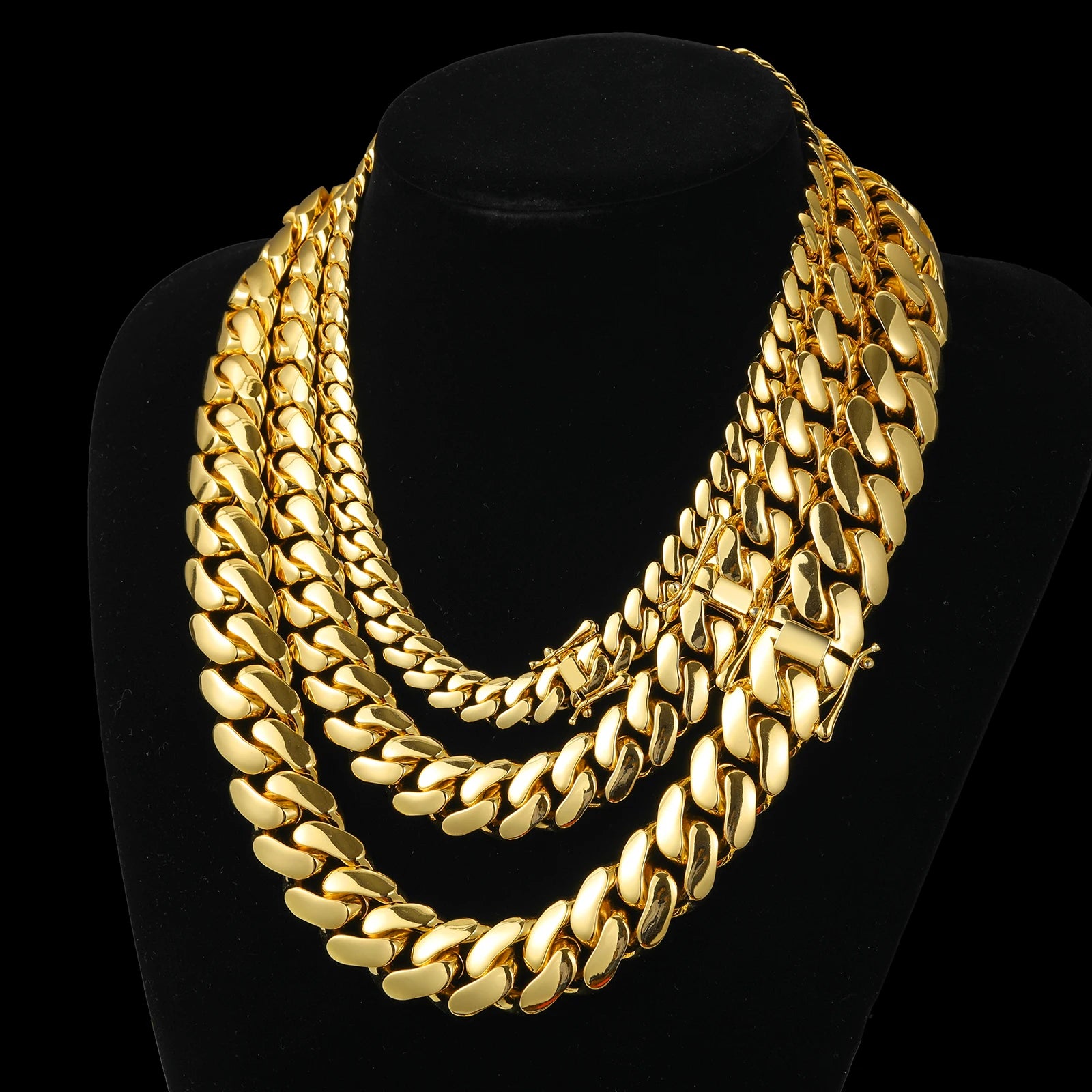 Cadenas Cubana Wholesale Hip Hop Jewelry Luxury 14K 18K 24K Gold Plated Choker Solid Miami Cuban Link Chain Necklace for Men